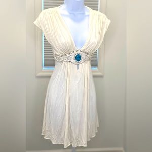 Sky brand white leather buckle sexy dress size small